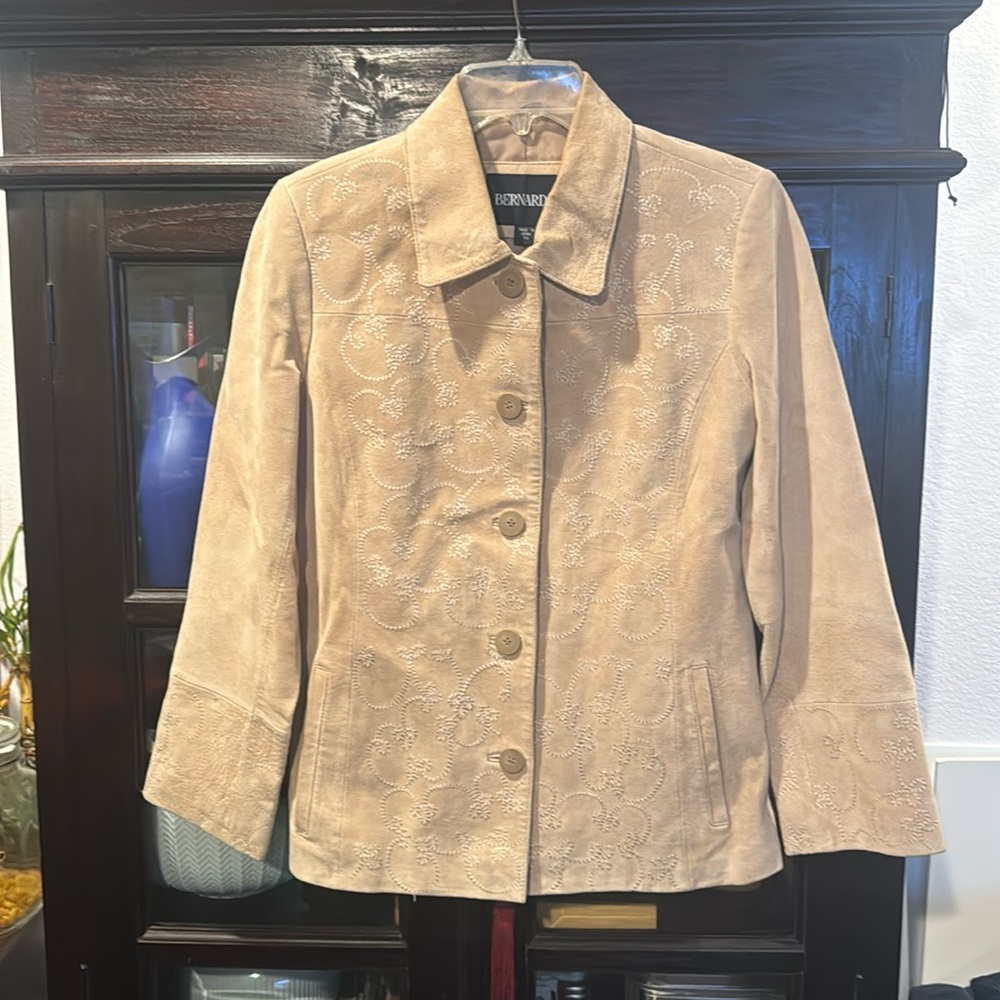 Cream leather, suede jacket